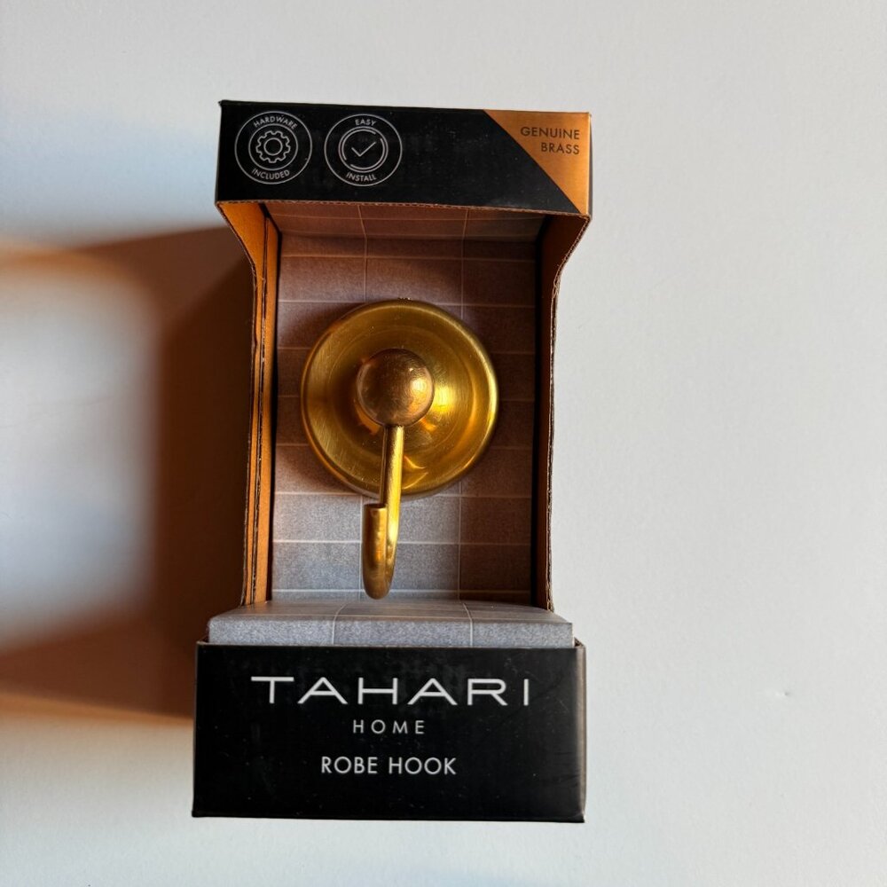 TAHARI Home Genuine Brass Robe Hook Hardware - Brushed Brass